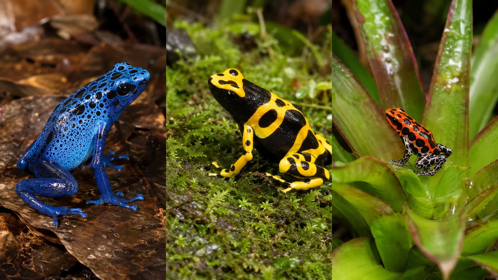 Ranas dardo azul, amarilla y miniatura