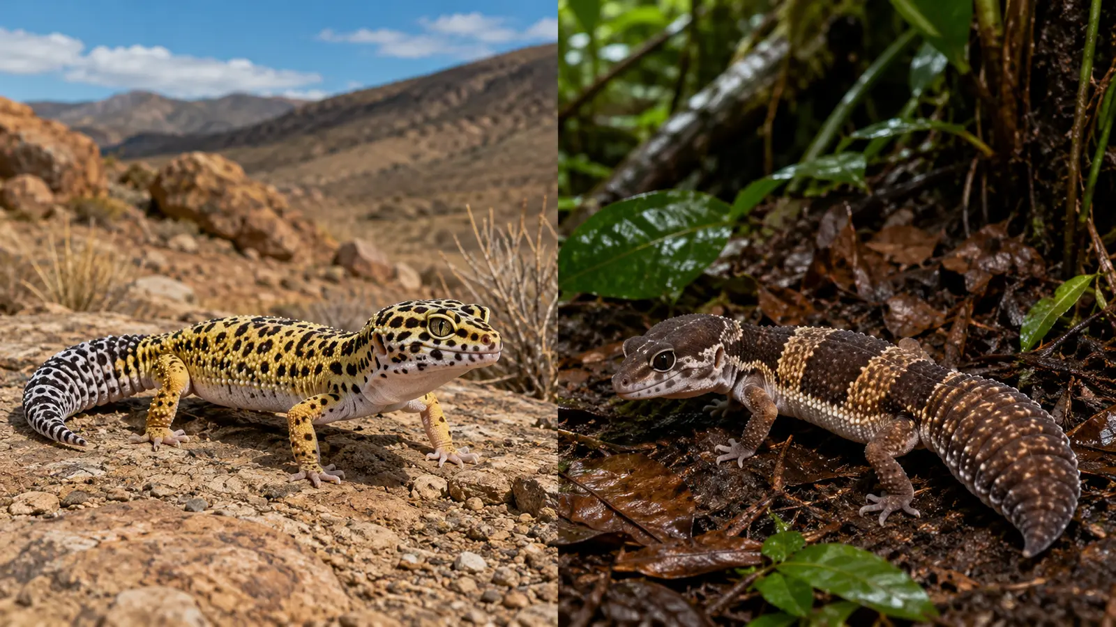 Gecko leopardo y gecko de cola gorda africano