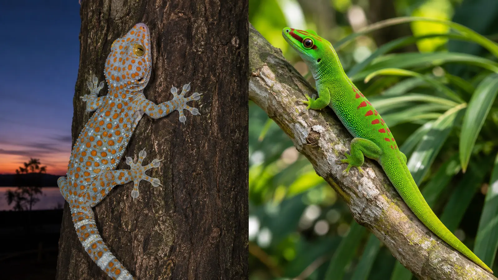Gecko tokay y gecko diurno de Madagascar