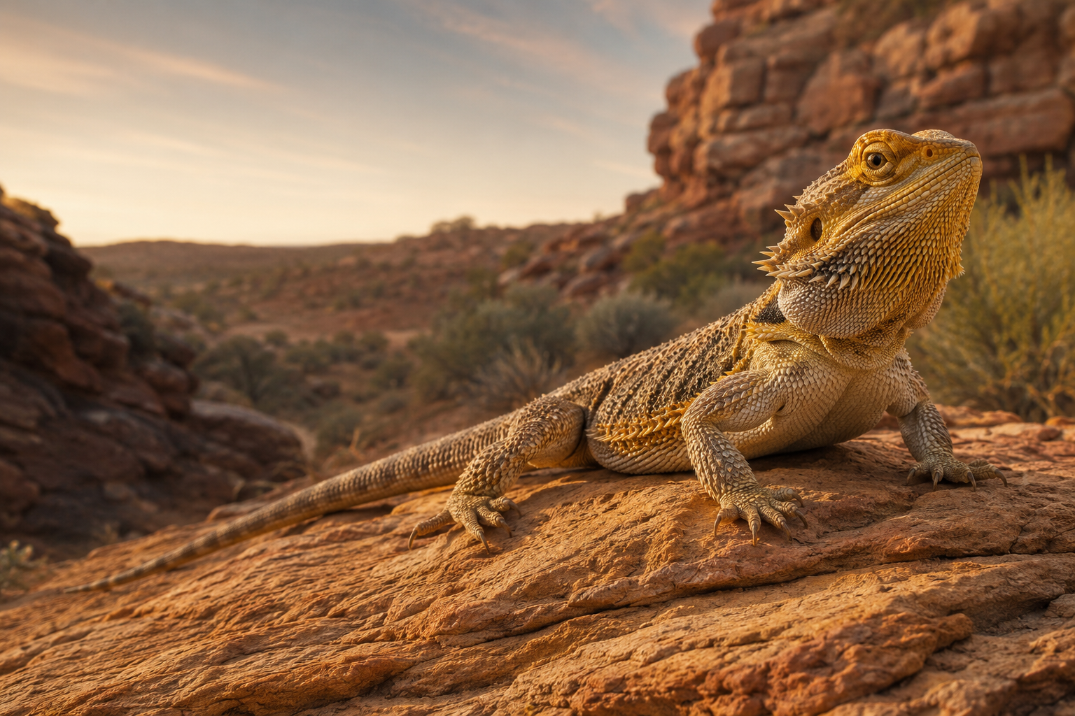 Pogona vitticeps adulta en un hábitat semiárido