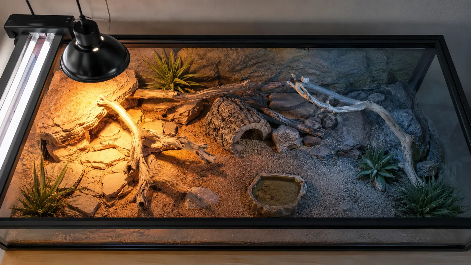 Esquema de iluminación UVB y calor para una pogona